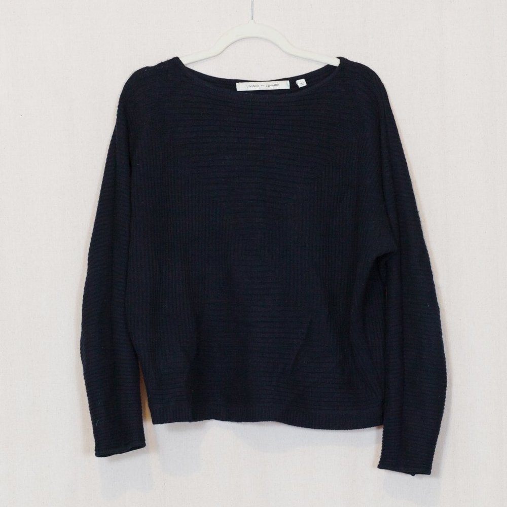 Uniqlo x Lemaire wool cashmere blend sweater with woven box pattern